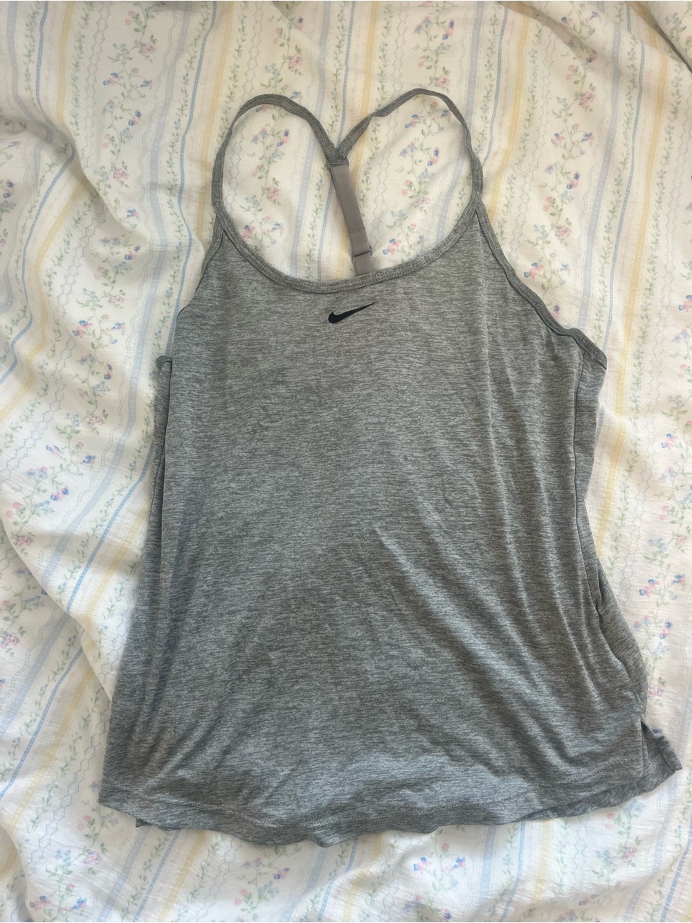 Nike Gray Heather Racerback Tank Top with Swoosh